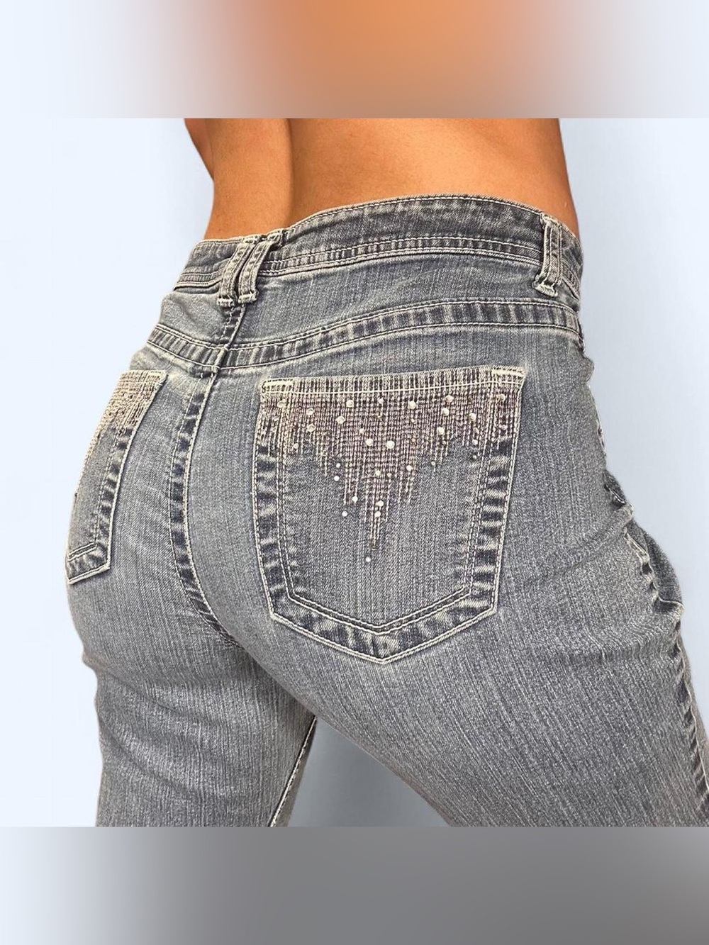 Y2K Denim Rhinestone Flare Jeans by Apt. 9!